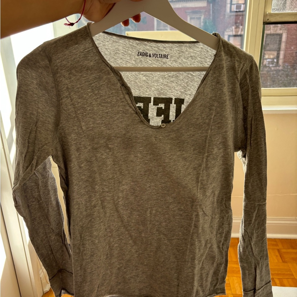 Zadig & Voltaire Heather Gray Long Sleeve Top